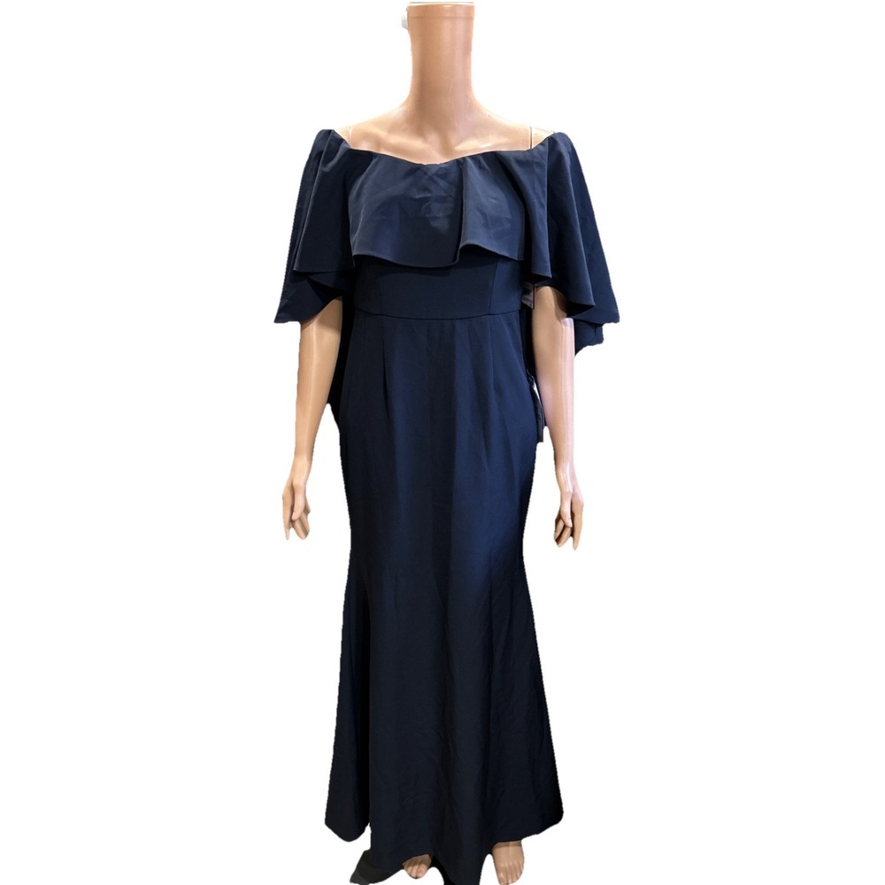 Vince Camuto Women's Off the Shoulder Dress Size 4 Navy Blue‎ Cocktail Evening